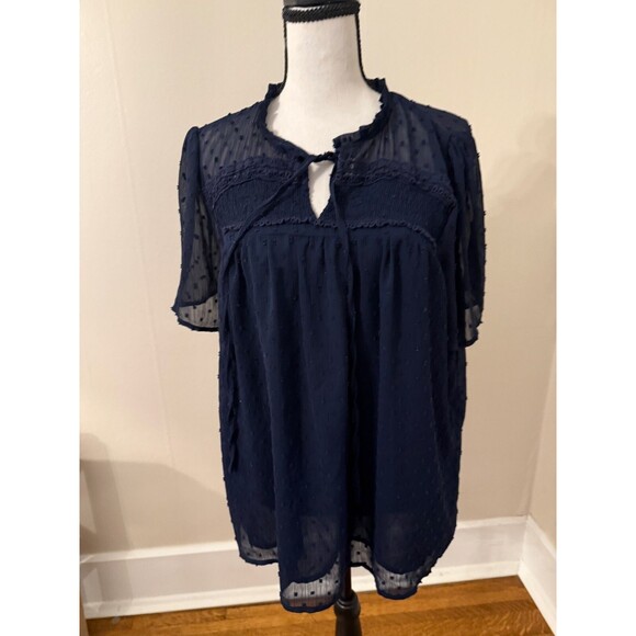 Entro Navy Short Sleeve shirt front tie size L - Picture 1 of 4